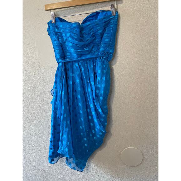 Rebecca Taylor Y2K Sweetheart Polka Dot Strapless Cocktail Blue Mini Dress 6 - Picture 2 of 14